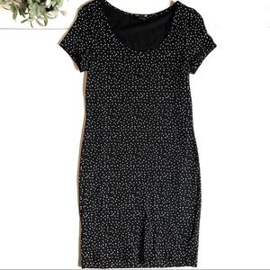 H&M Black white polka dot bodycon dress Medium